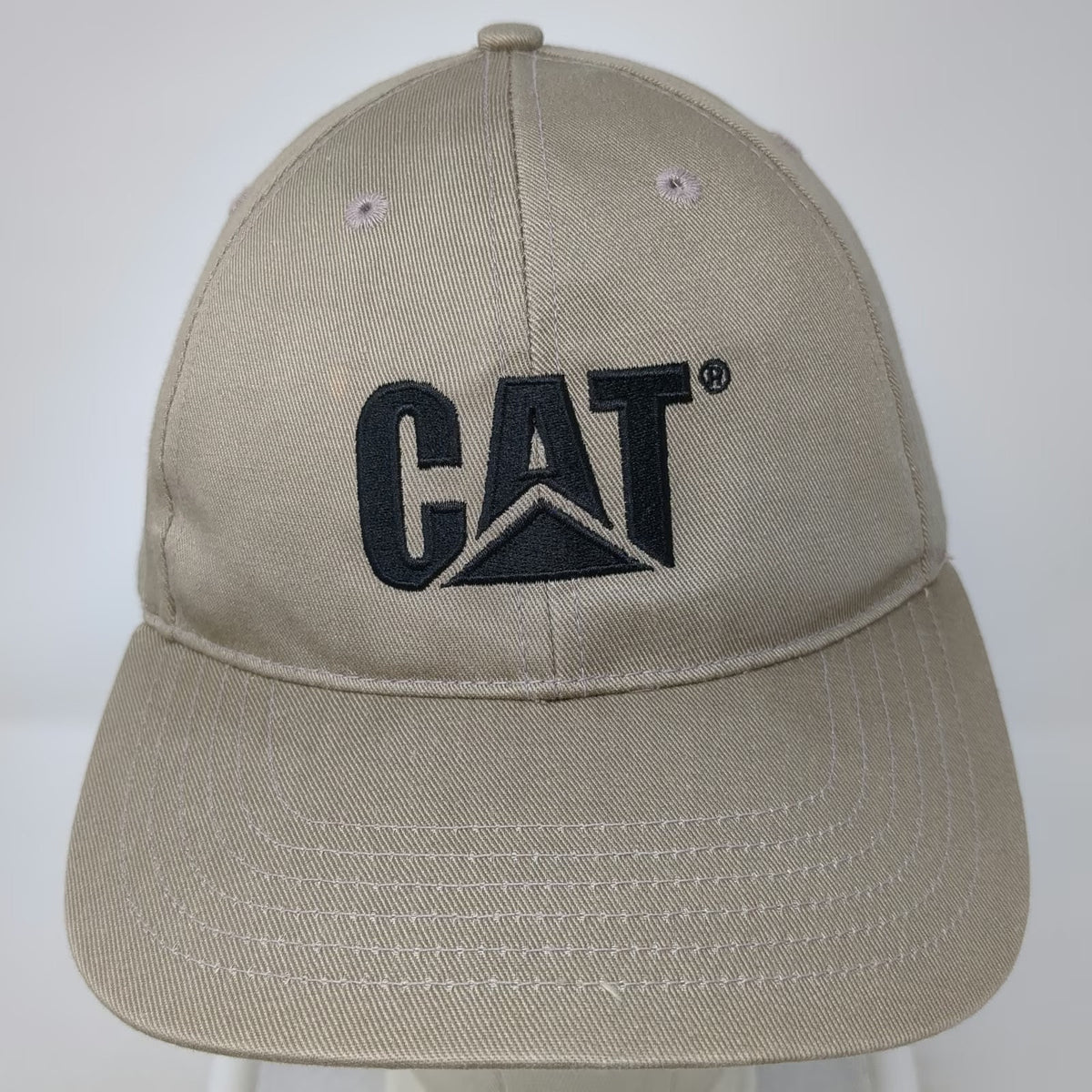 Caterpillar Baseball Cap Beige Black One Size Embroidered Logo Strapback Hat