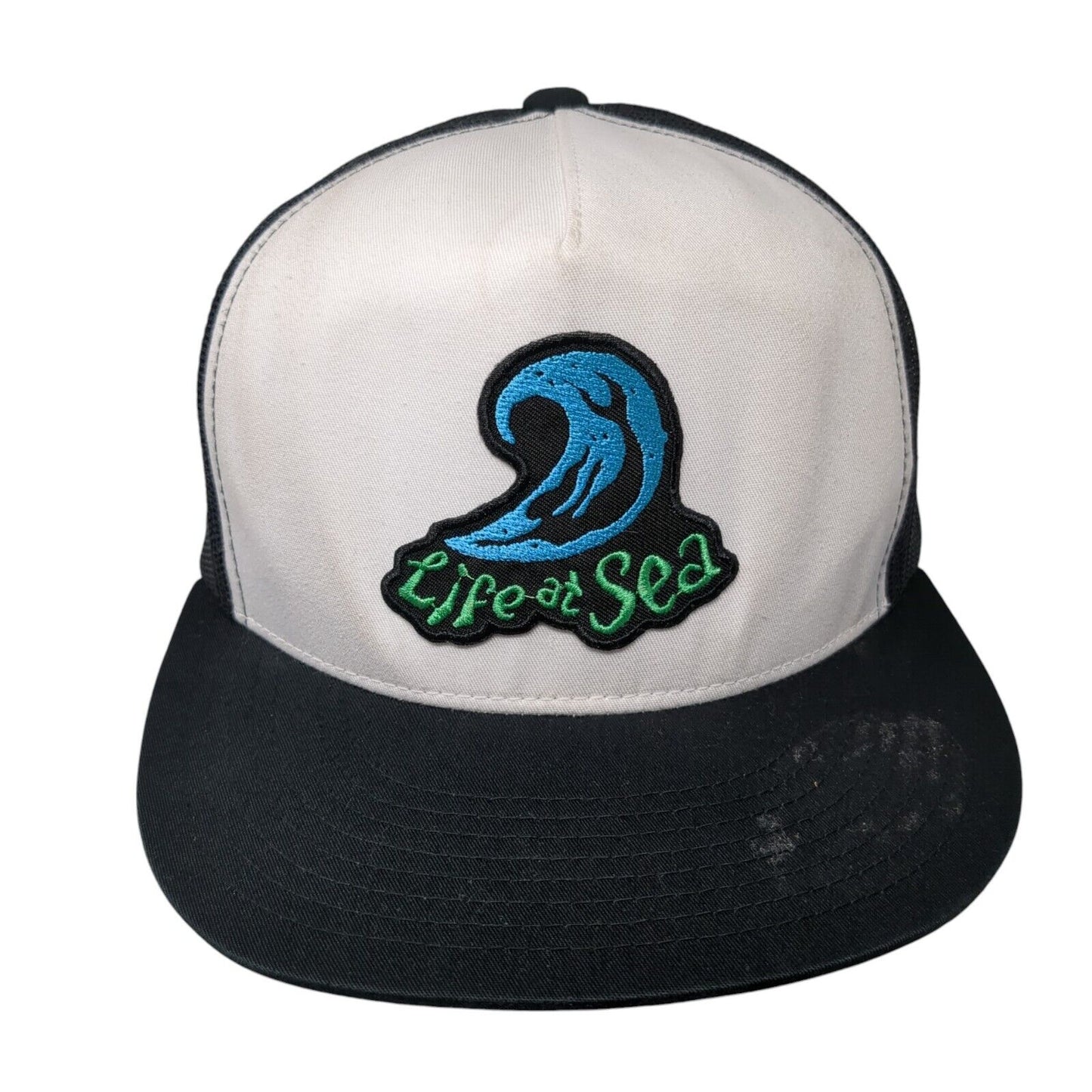 Life At Sea Snapback Trucker Hat Black One Size Mesh Back Yupoong