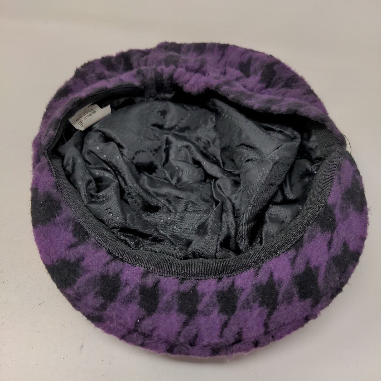 Unbranded Women's Knit Cadet Cap Purple Houndstooth Logo O Accent