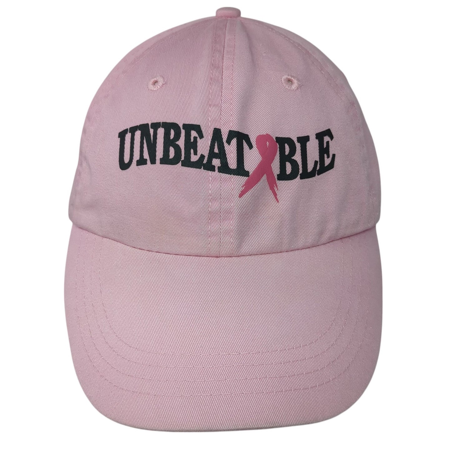 Unbeatable Pink Ribbon Cancer Awareness Baseball Cap Pink OS Adjustable Vitronic