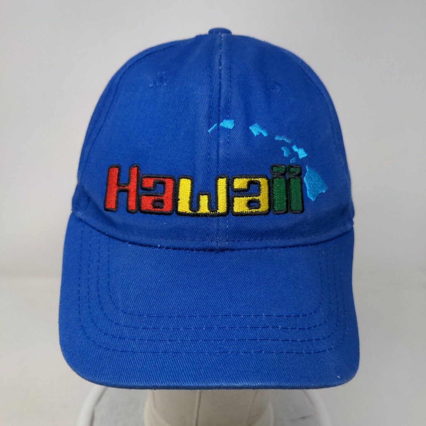 Hawaii Snapback Hat Blue One Size Adjustable Embroidered Vented Holes 6 Panel