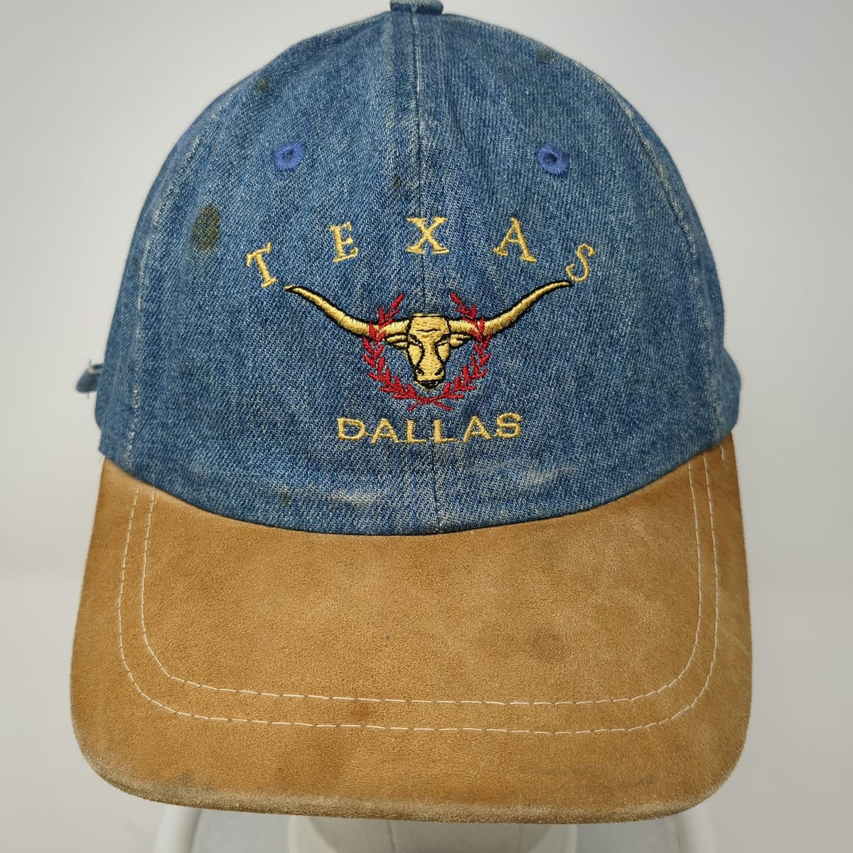 Falcon Baseball Cap Blue One Size Denim Suede Brim Texas Dallas Longhorn Hat