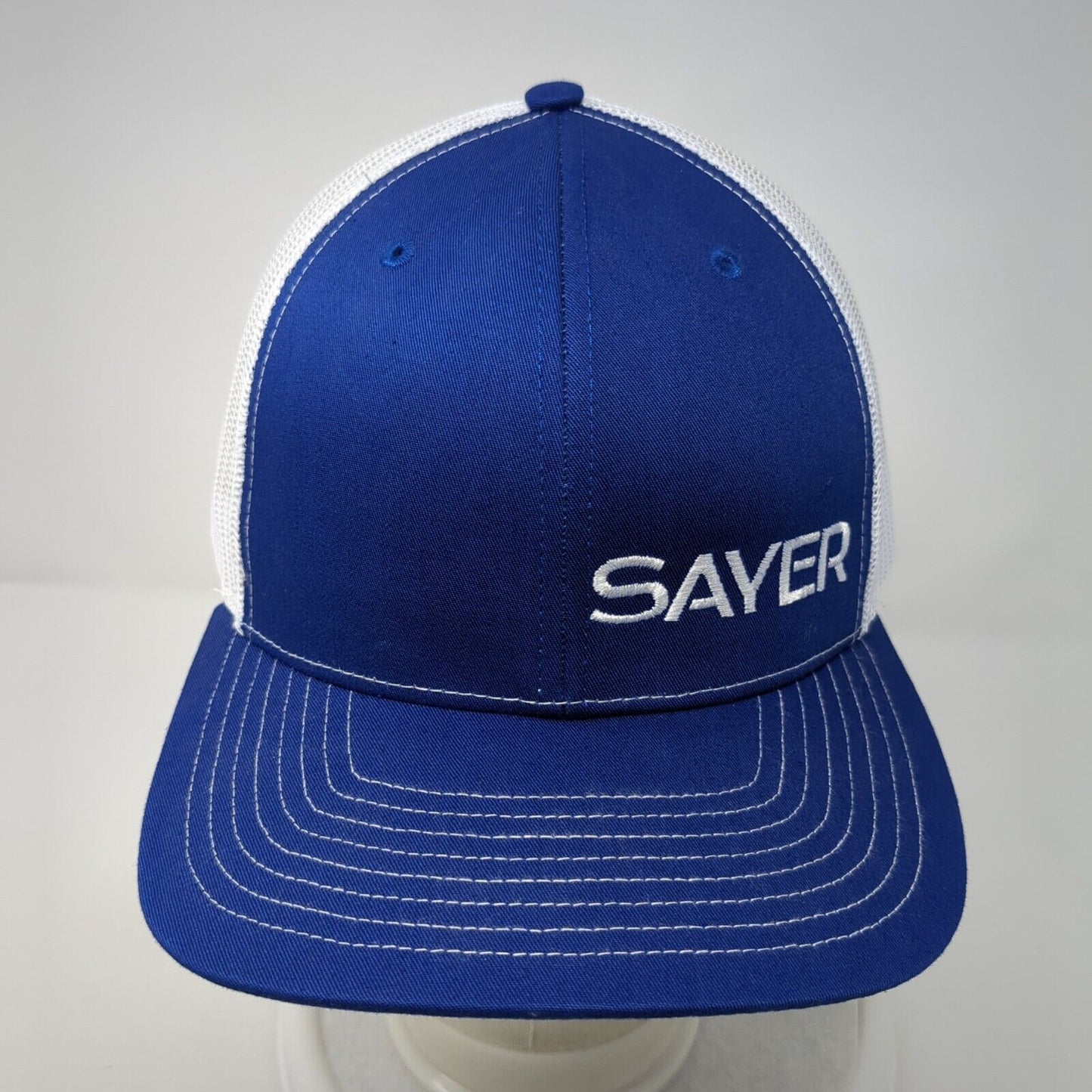Sayer Snapback Trucker Hat Blue One Size Adjustable Mesh Back Richardson