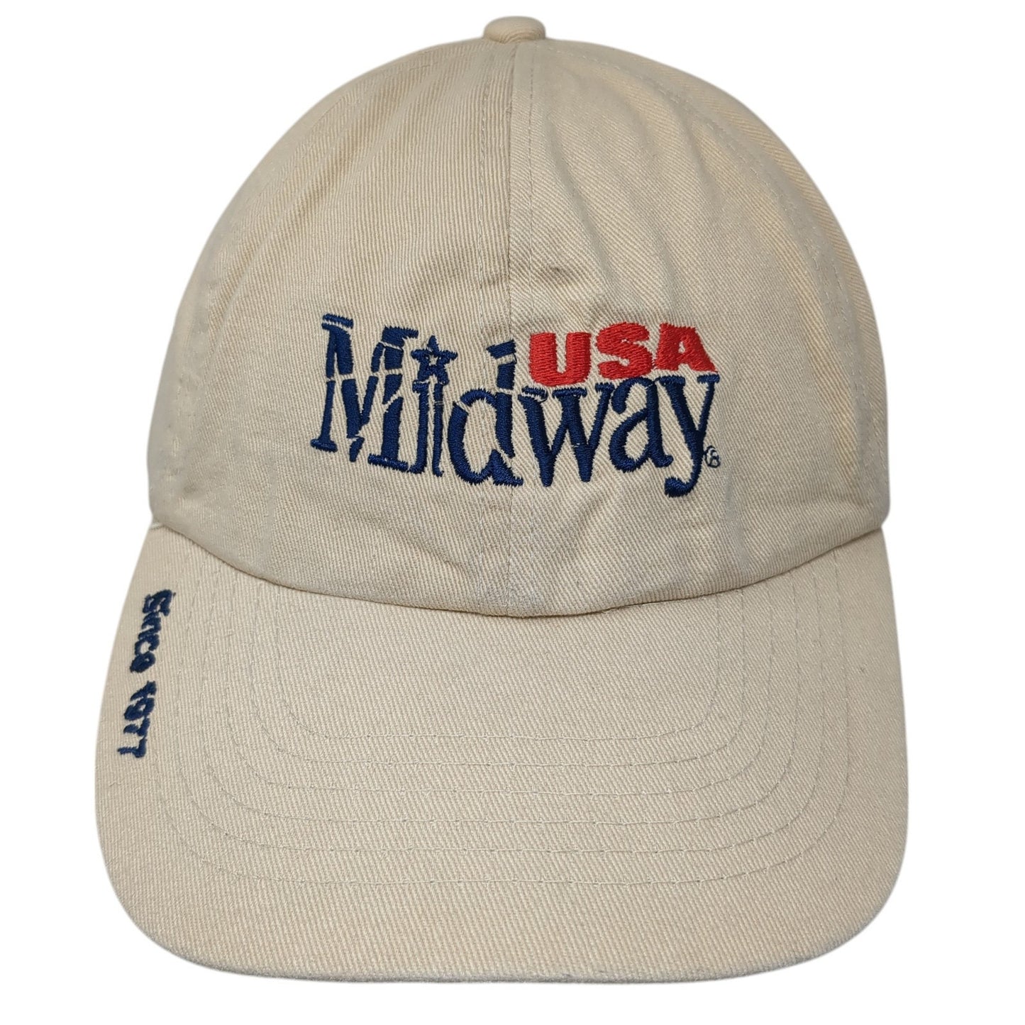 USA Midway Since 1977 Baseball Cap Beige One Size Adjustable Embroidered Cotton