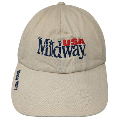 USA Midway Since 1977 Baseball Cap Beige One Size Adjustable Embroidered Cotton