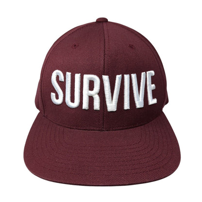 Survive Snapback Hat Red One Size Adjustable Embroidered The Classics Yupoong