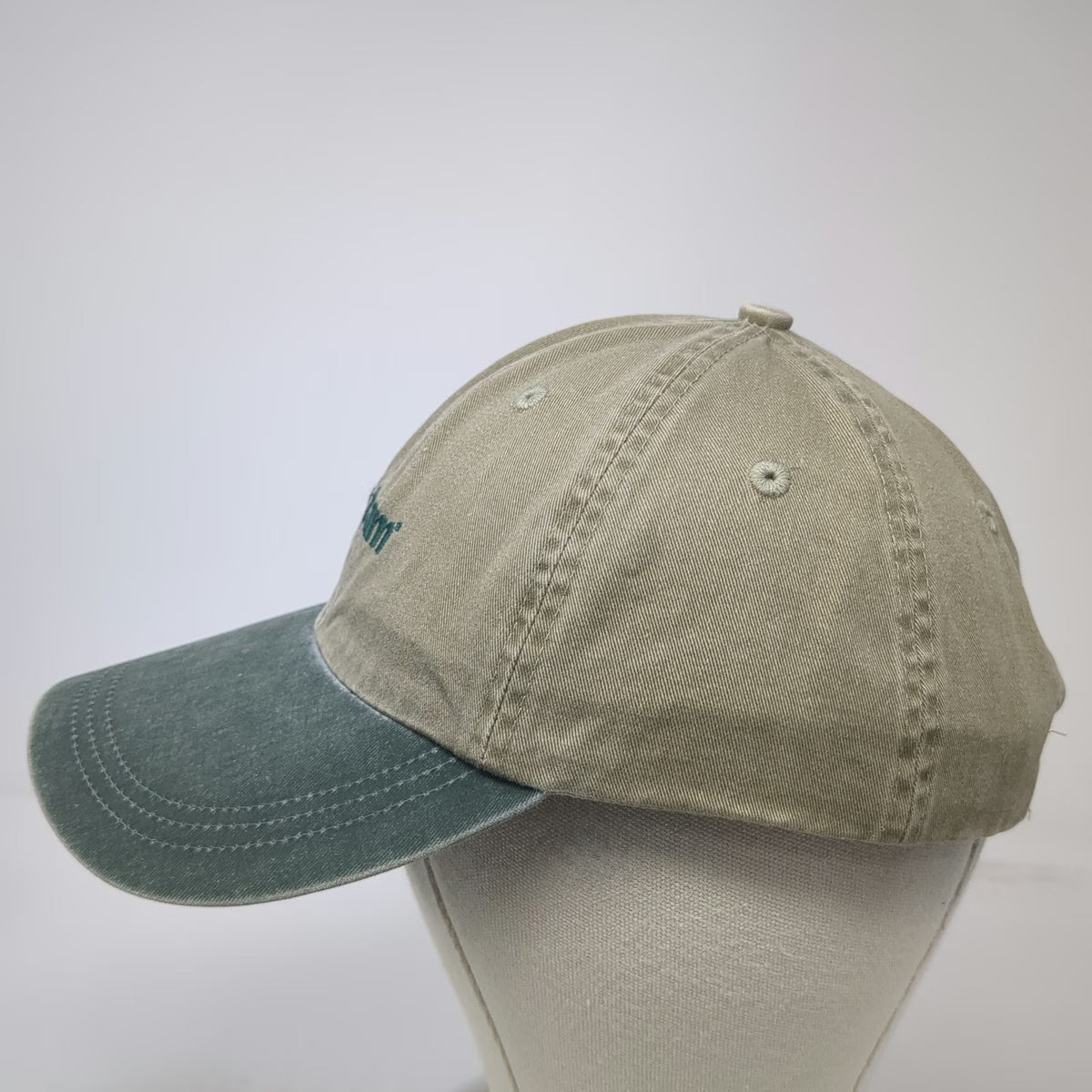 Falcon Baseball Cap Beige Green One Size Leather Strapback Eptam Logo Hat