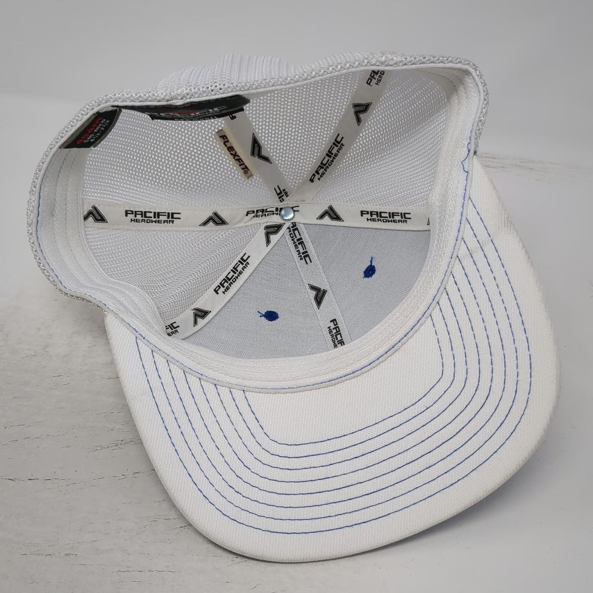 Pacific Headwear Baseball Cap Blue M Action Garage Door Mesh Back Flexfit Hat