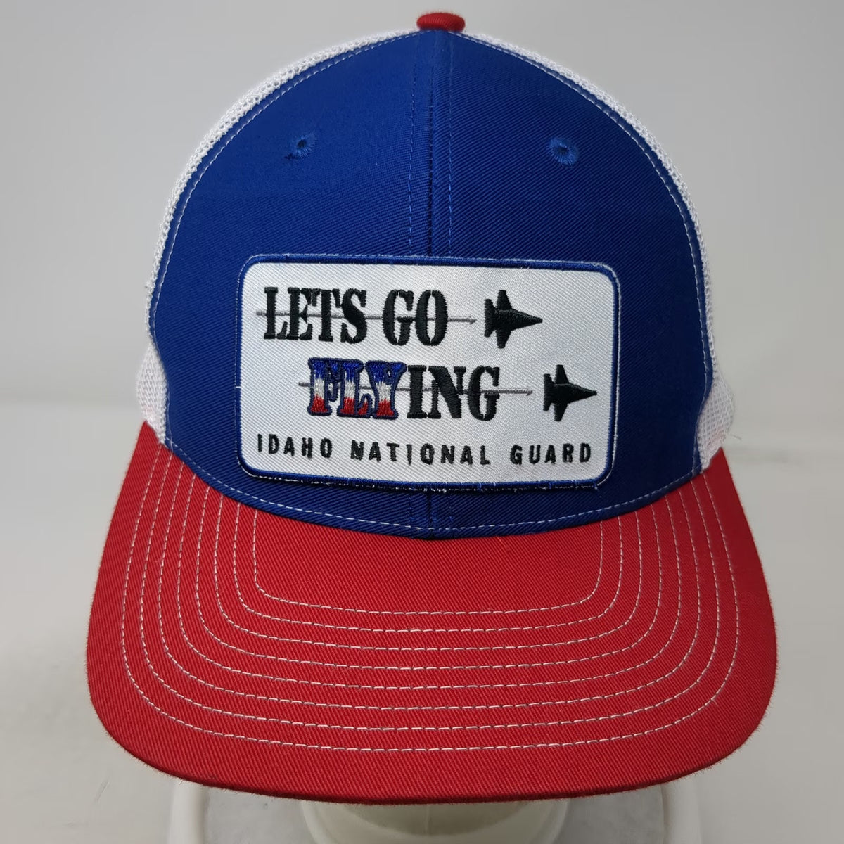 Richardson Trucker Hat Blue Idaho National Guard Lets Go Flying Patch One Size