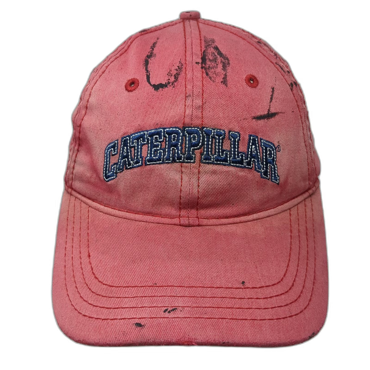 Caterpillar Baseball Cap Red One Size Rugged Tough Strong Cotton Slideback Hat