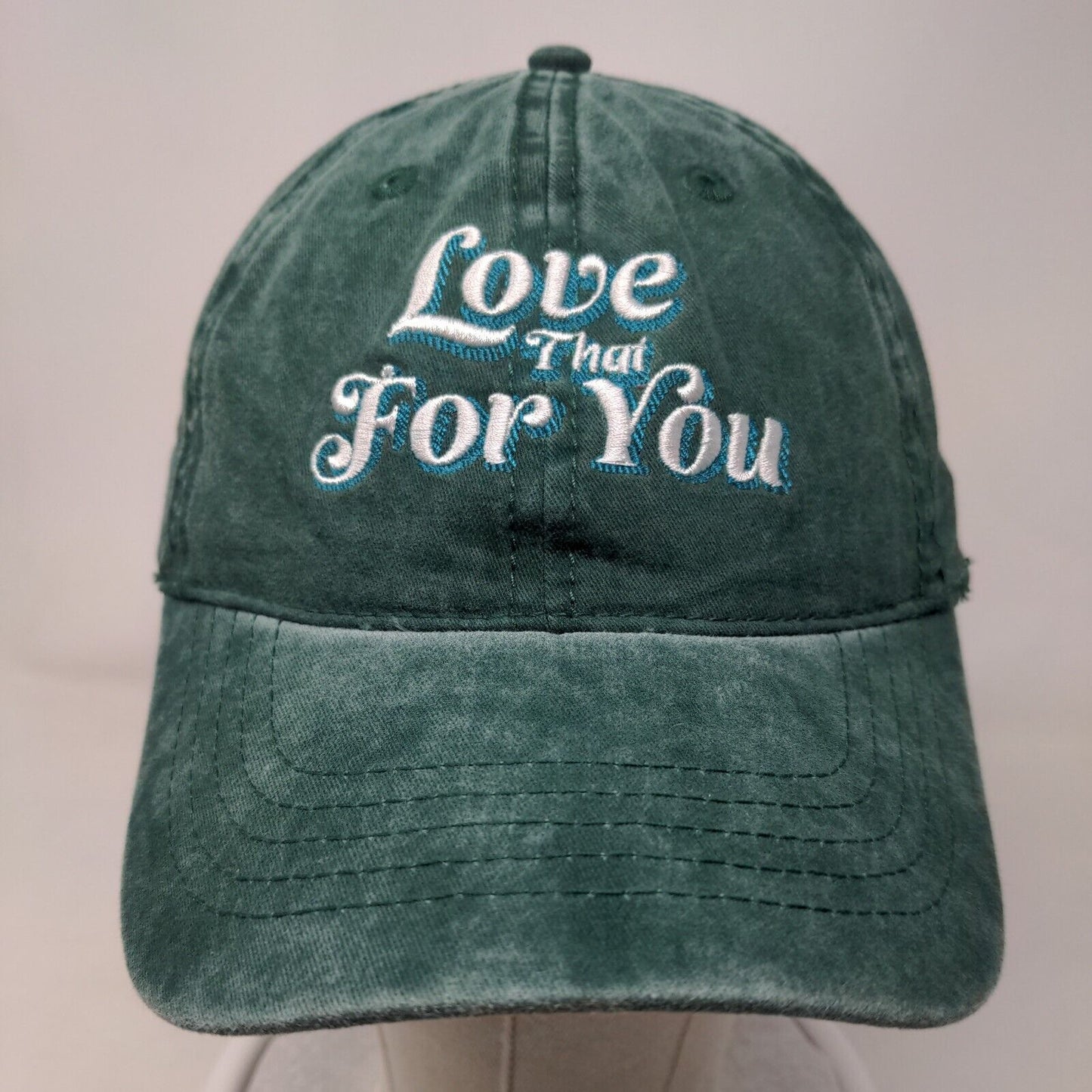Love That For You Slideback Hat Green OSFM Embroidered Adjustable