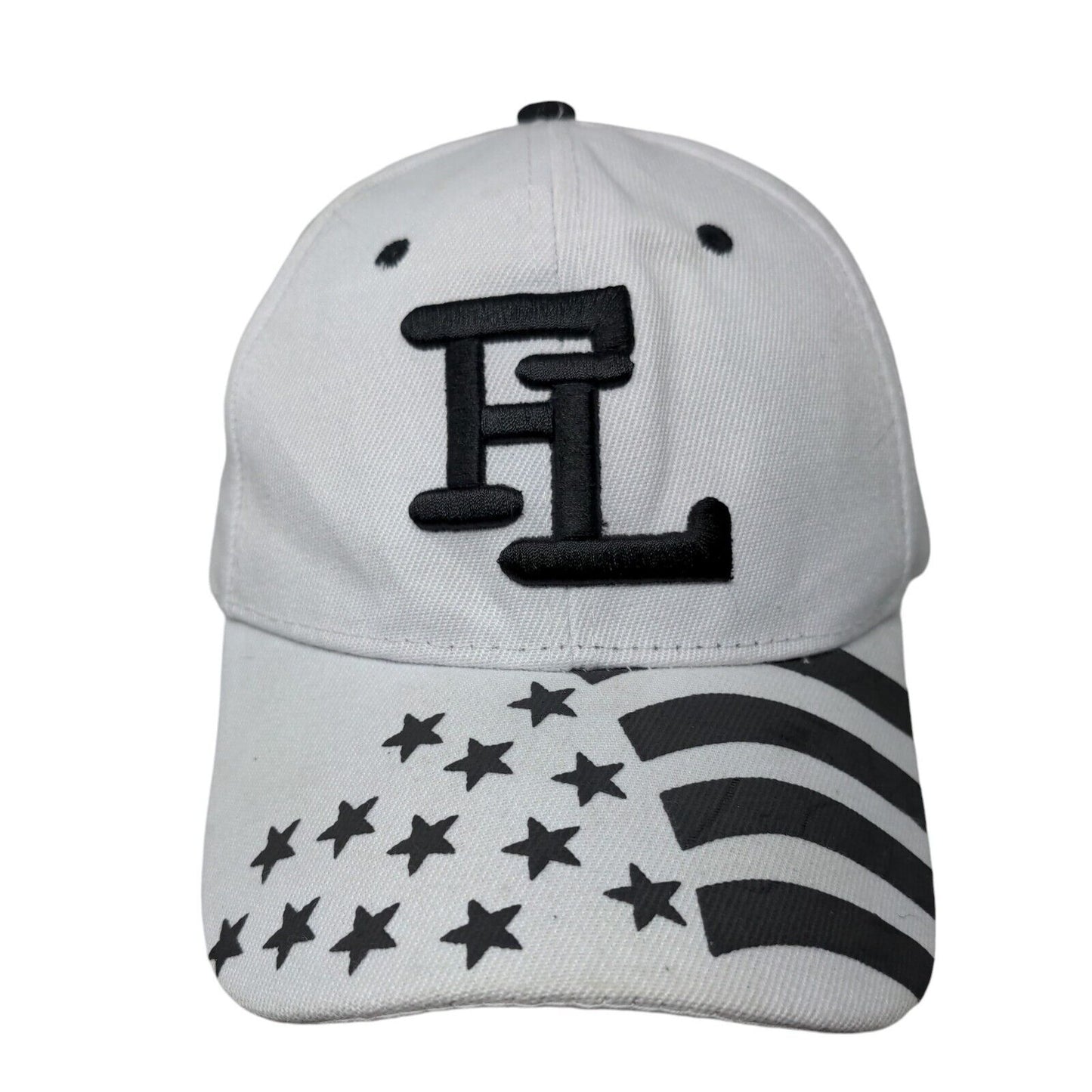 FL USA Flag Strapback Hat White One Size Embroidered Adjustable 6 Panel