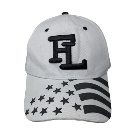 FL USA Flag Strapback Hat White One Size Embroidered Adjustable 6 Panel