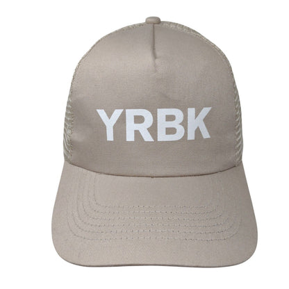 YRBK Snapback Trucker Hat Tan OSFA Adjustable Mesh Back 6 Panel Hit Wear