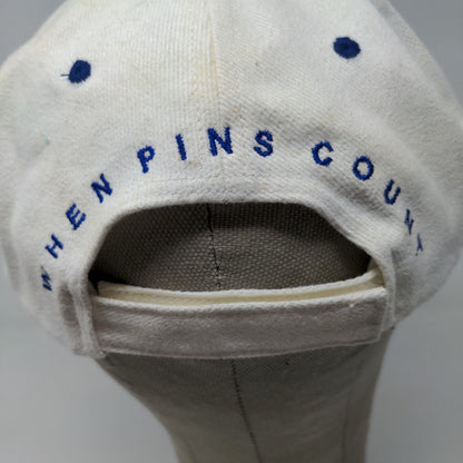 Linds Bowling Men's Strapback Hat White Blue Adjustable Embroidered Logo