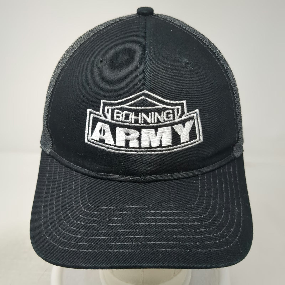 Port Authority Trucker Hat Black Gray One Size Bohning Army Logo Mesh Snapback