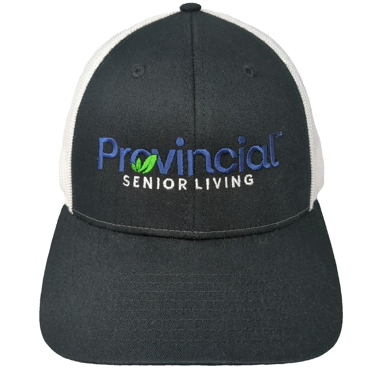 Richardson 115 Trucker Hat Black L Provincial Senior Living Mesh Snapback Brim