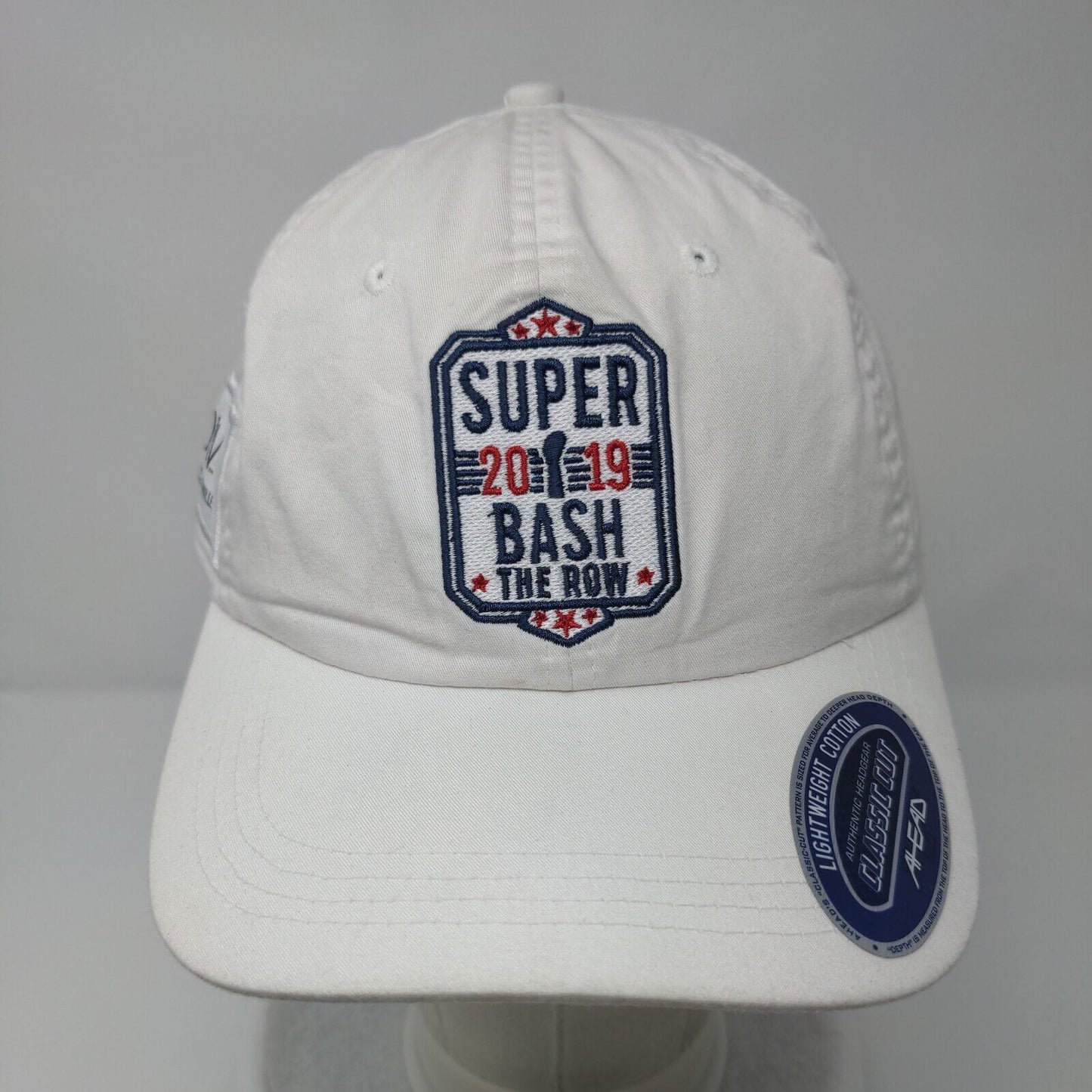 Super Bash The Row 2019 Strapback Hat White Classic Cut Embroidered