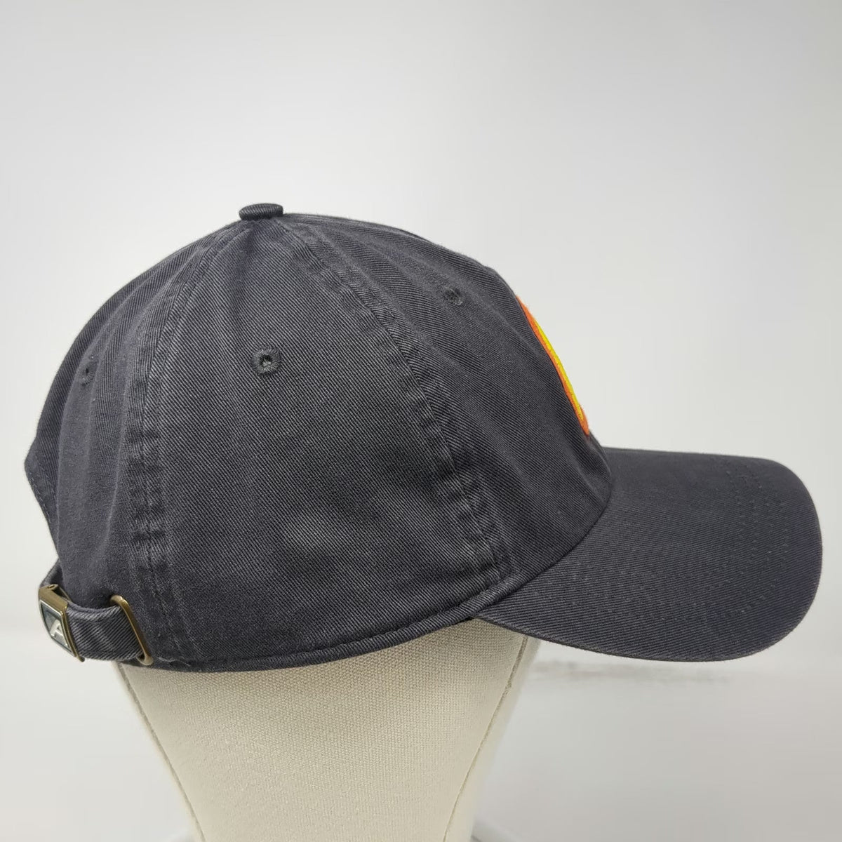 Ahead Baseball Cap Gray One Size Adjustable Strap Curved Brim R Logo Cotton Hat