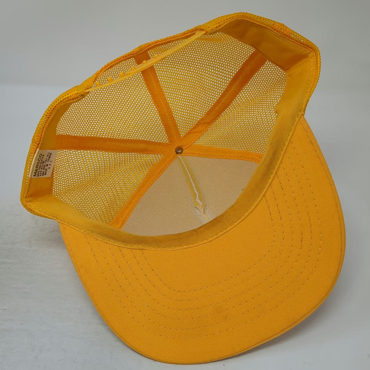 Marsco Trucker Hat Yellow OSFM Tarpon Springs Fla Script Mesh Snapback Florida