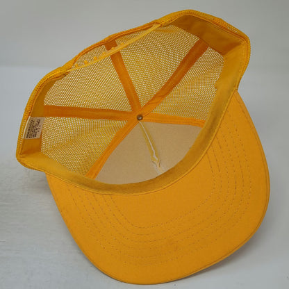 Marsco Trucker Hat Yellow OSFM Tarpon Springs Fla Script Mesh Snapback Florida