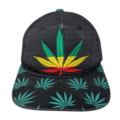 Weed Leaf Marijuana Kush Snapback Hat Black OSFA Embroidered Premium