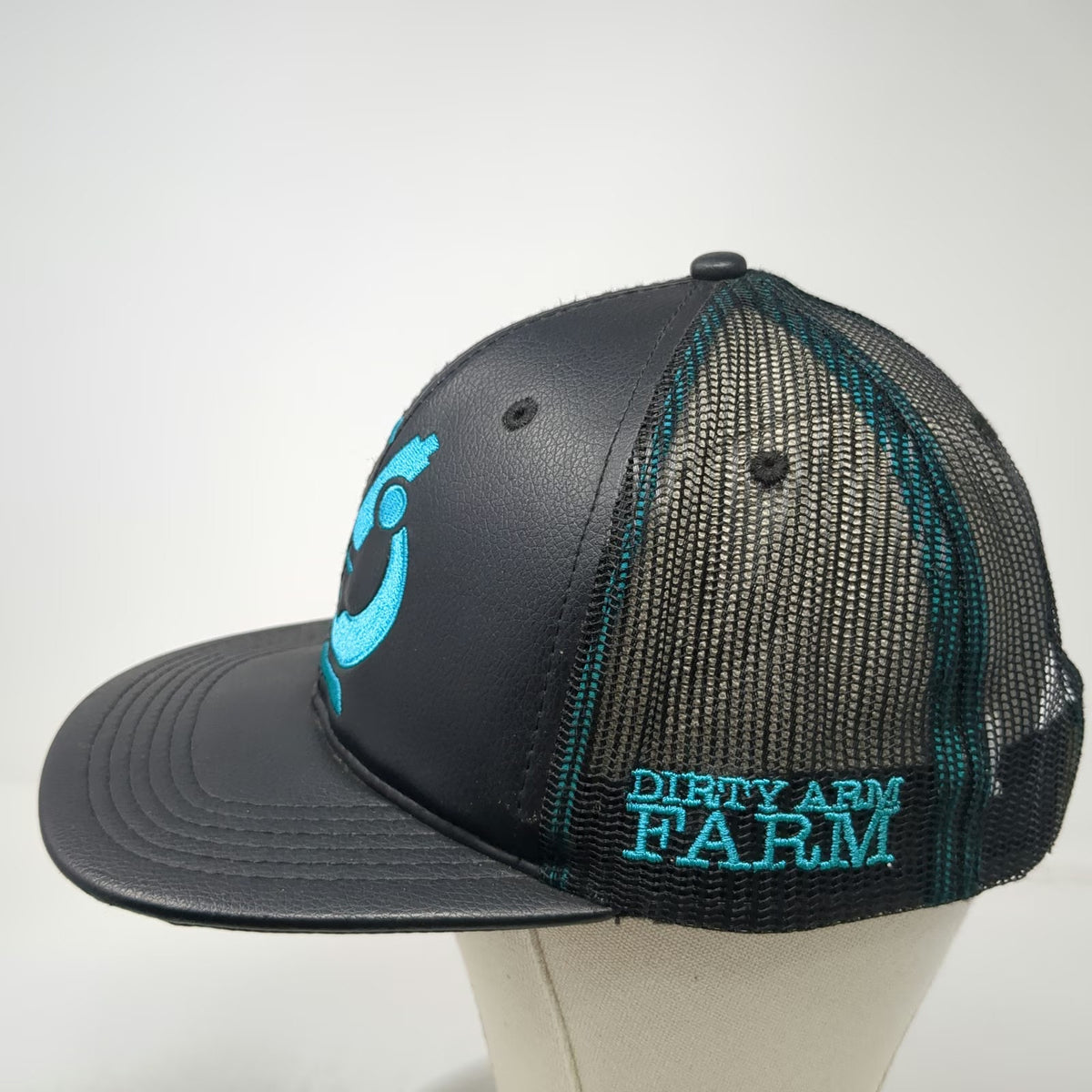 Dirty Arm Farm Trucker Hat Black One Size Blue Microscope Logo Mesh Snapback