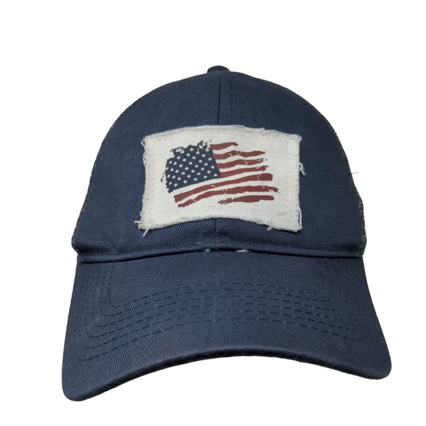 Rural King Men's Snapback Mesh Back Hat Blue Patch Patriotic American Flag