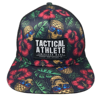 Combat Iron Apparel Co Trucker Hat Black Red Green One Size Pineapple Skull