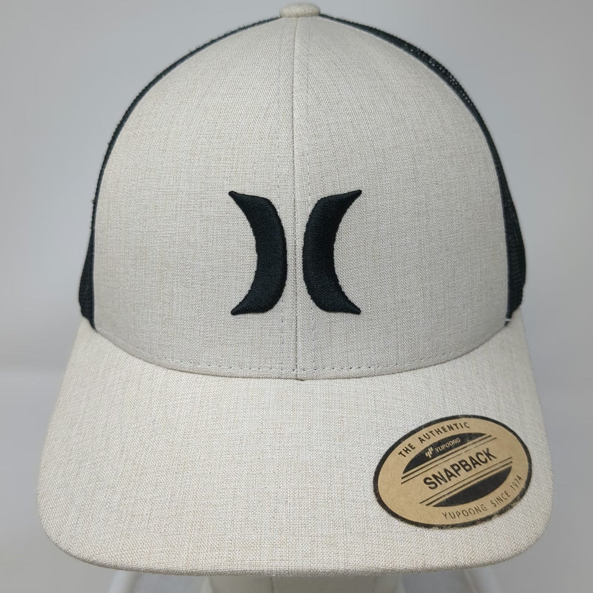 Hurley Trucker Hat Beige One Size Mesh Snapback Black Embroidered Logo Hat