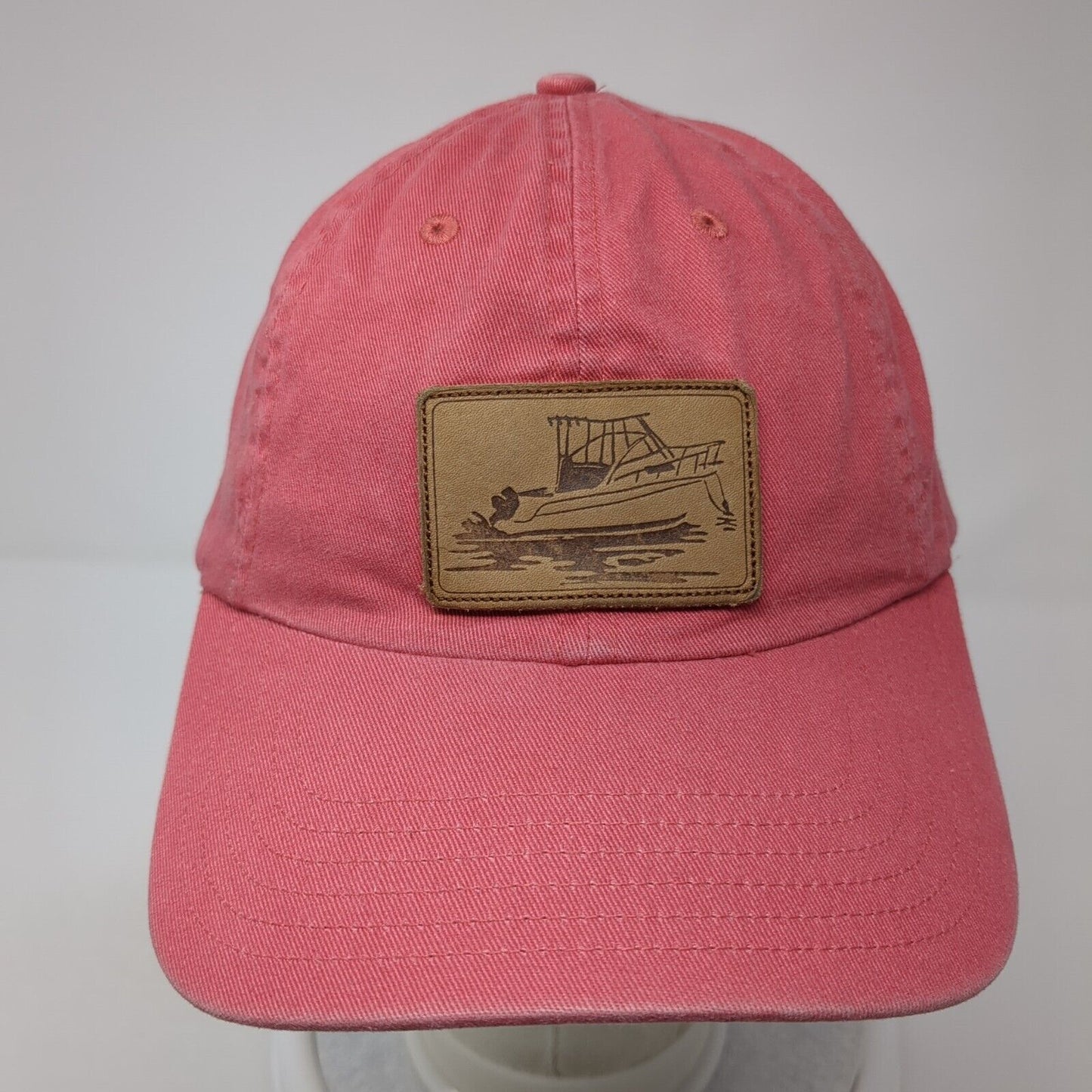 Vineyard Vines Baseball Cap Red One Size Adjustable Leather Patch 6 Panel