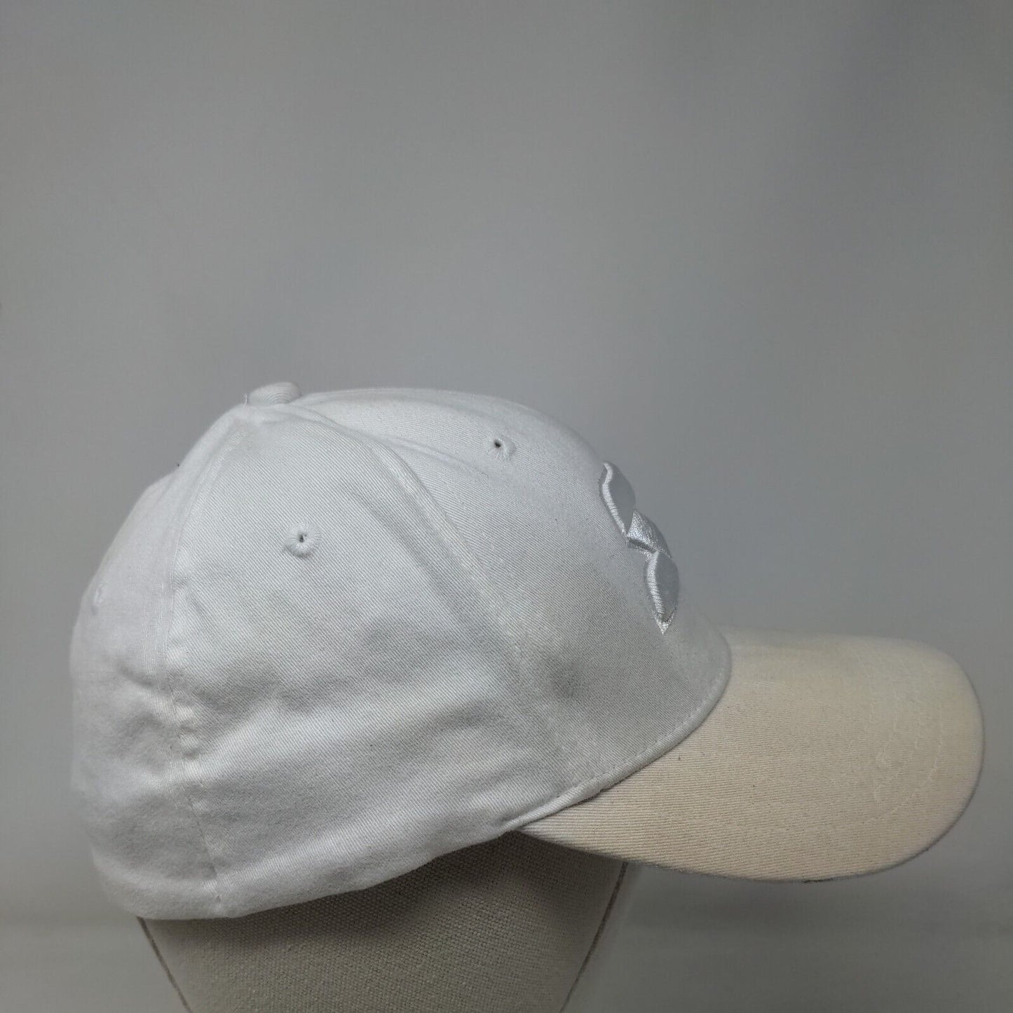 Starter Fitted Hat White One Size Embroidered Lightweight Vented Holes 6 Panel