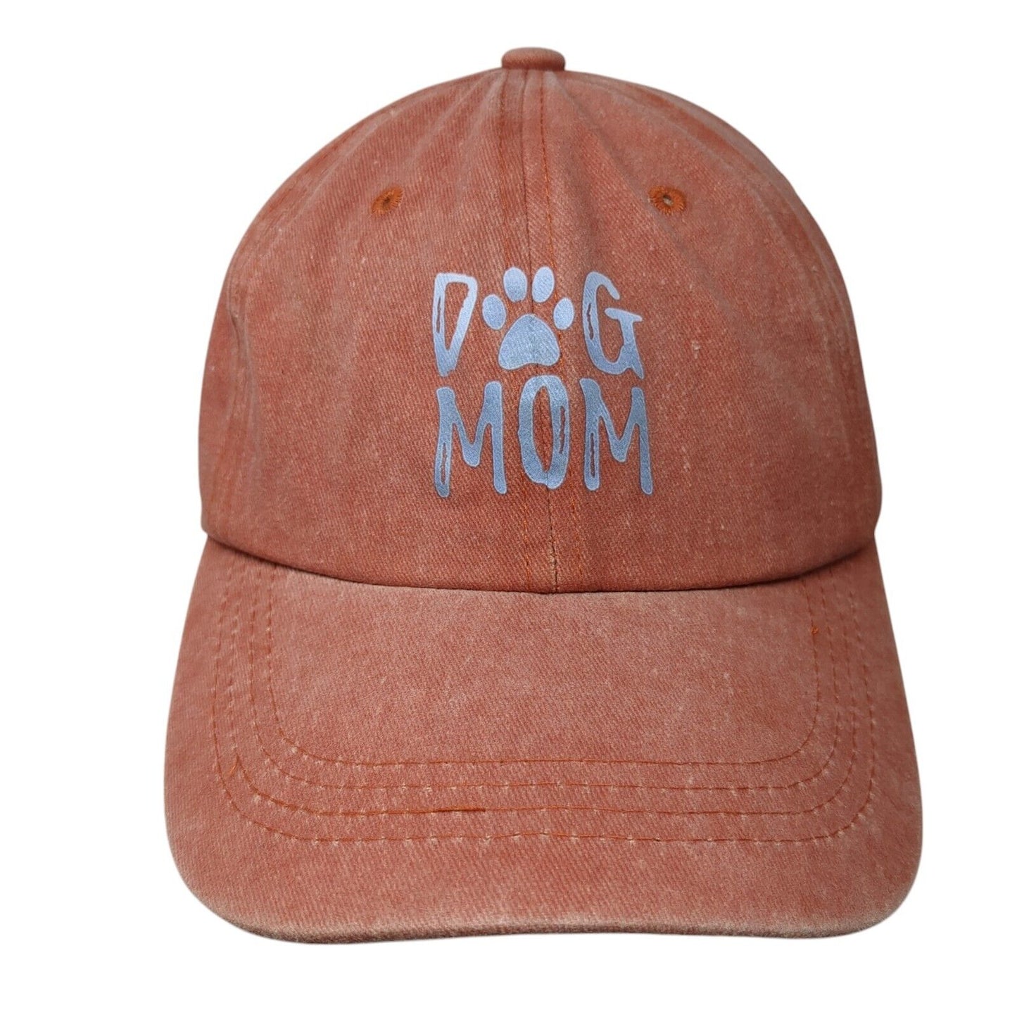 Dog Mom Slideback Hat Orange OSFA Adjustable Vented Holes 6 Panel Cotton