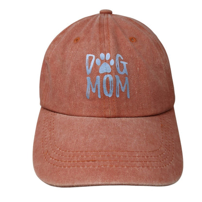 Dog Mom Slideback Hat Orange OSFA Adjustable Vented Holes 6 Panel Cotton