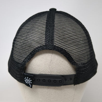 Del Sol Trucker Hat Black One Size Snapback Mesh Back Graphic Under Brim Striped
