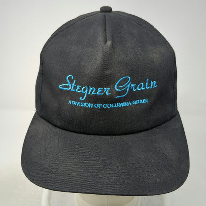 Black Trucker hat Vintage Snapback Stegner Grain Columbia Agriculture Embroider