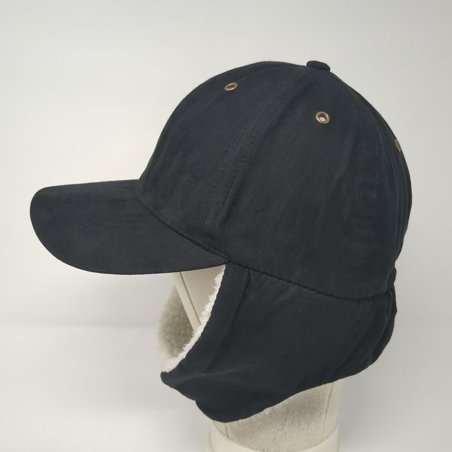 Magic Headwear Fitted Trapper Hat Black XL Faux Fur Lined Ear Flap Blank