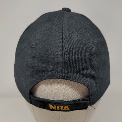 NRA Strapback Hat Black One Size Adjustable Embroidered Patriotic 6 Panel