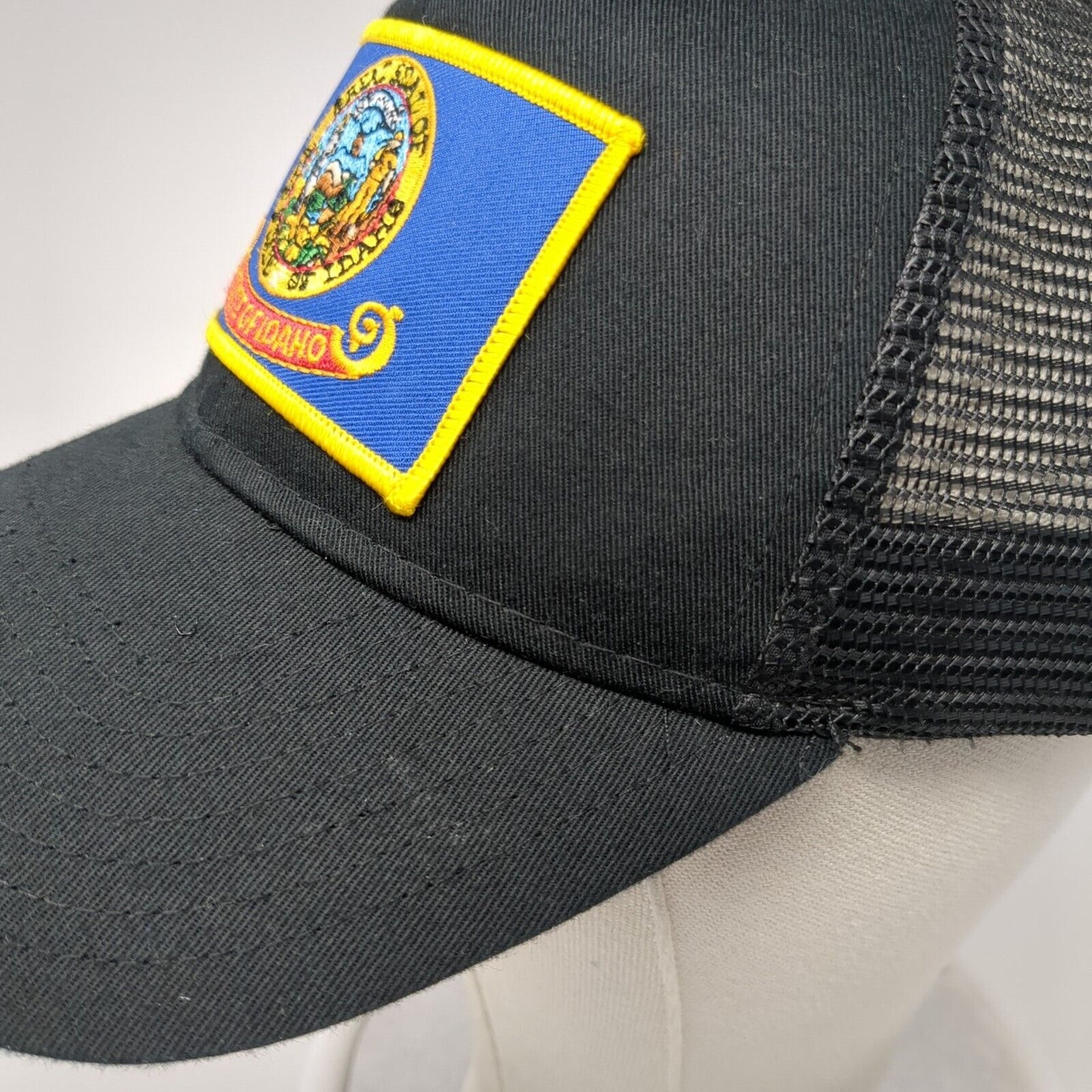 State of Idaho Snapback Trucker Hat Black One Size Adjustable Mesh Back Otto