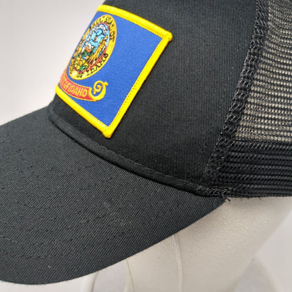 State of Idaho Snapback Trucker Hat Black One Size Adjustable Mesh Back Otto