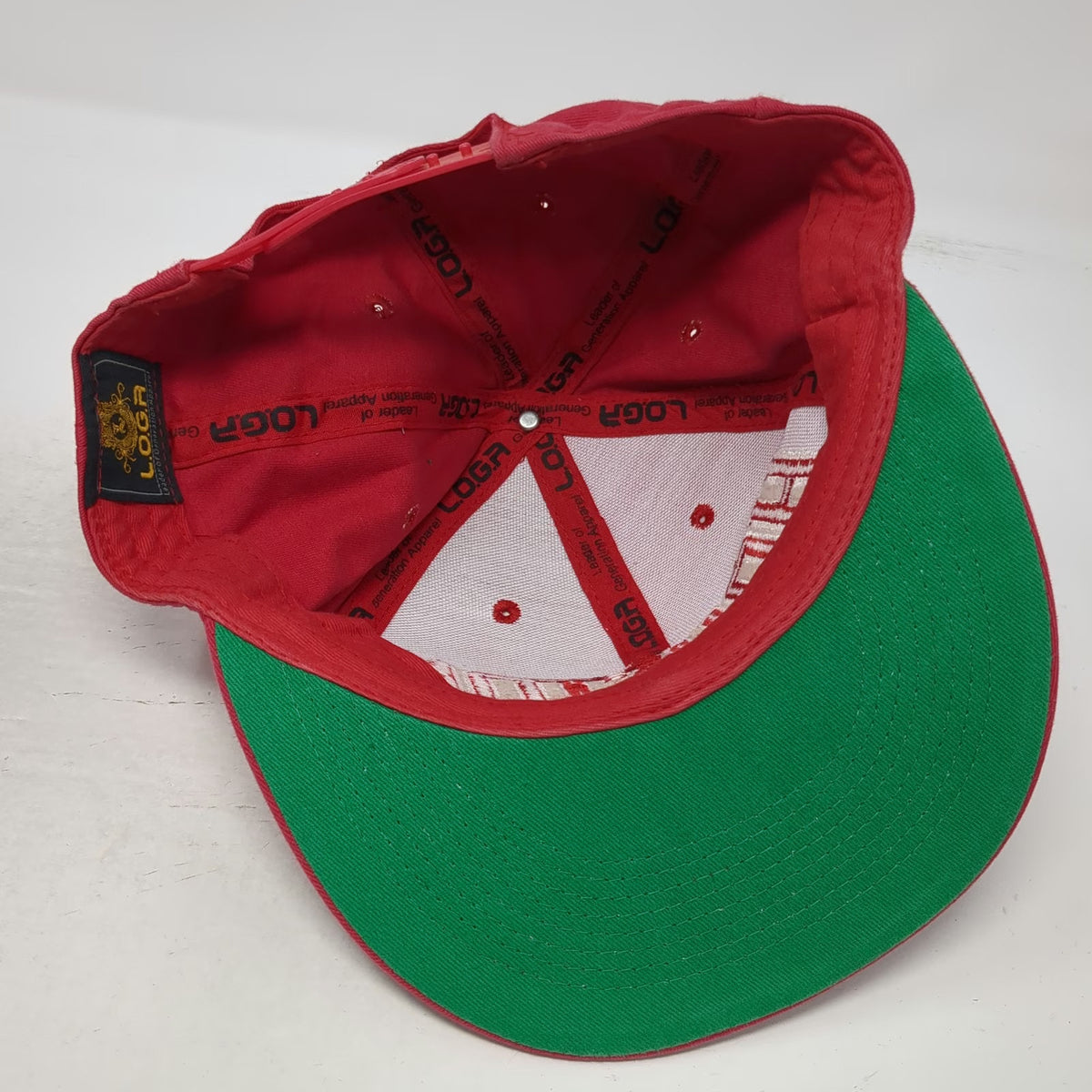 LOGA Snapback Red One Size Houston Raised Embroidery Green Underbrim Cotton Hat