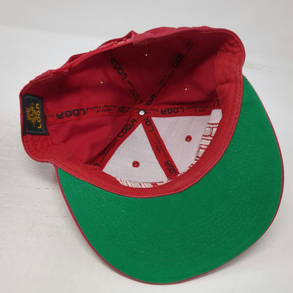 LOGA Snapback Red One Size Houston Raised Embroidery Green Underbrim Cotton Hat
