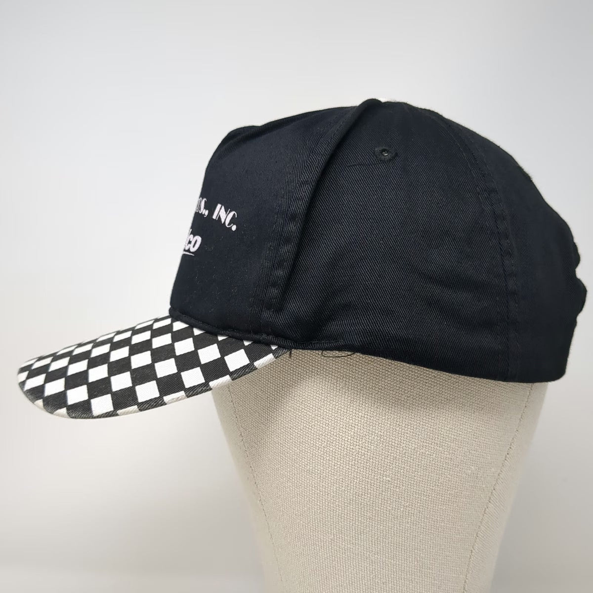 Cobra Caps 5 Panel Black One Size Checkerboard Brim ACDelco Snapback Hat Cotton