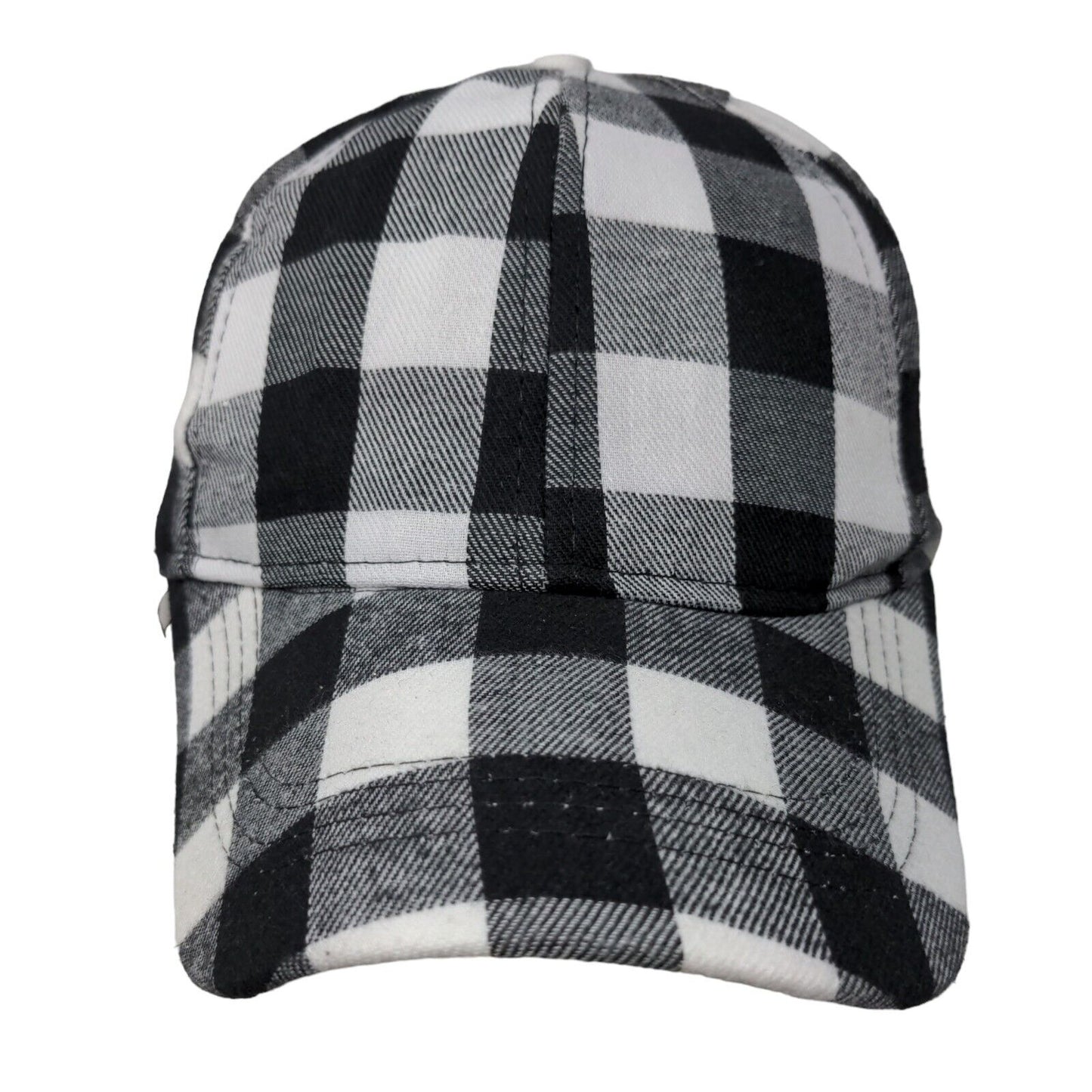 Unbranded Strapback Ponytail Hat Multicolor OS Plaid Criss Cross Back Blank