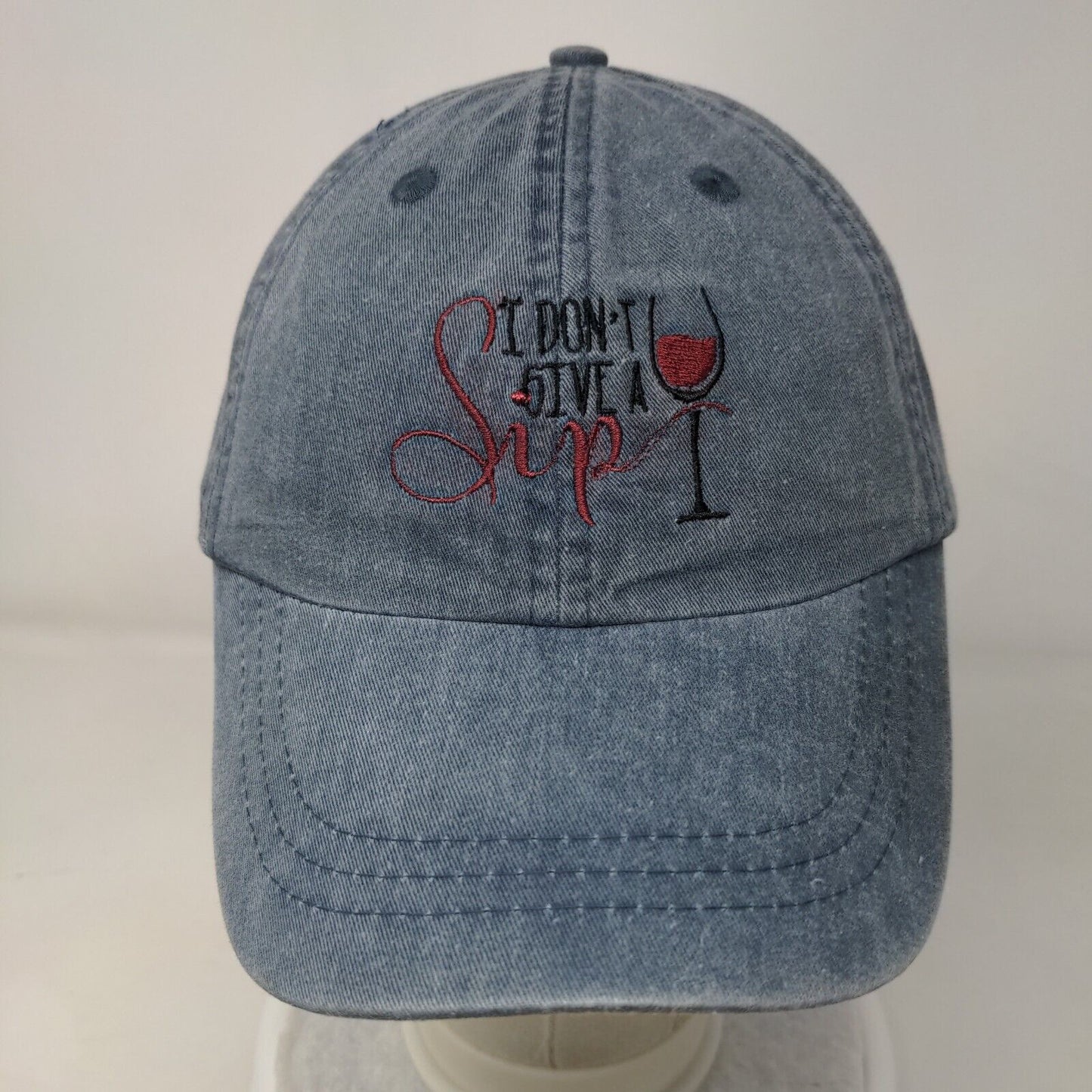 I Don't Give A Sip Slideback Hat Blue One Size Leather Strap Adams