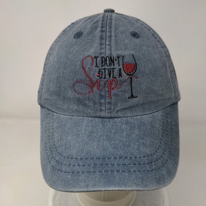 I Don't Give A Sip Slideback Hat Blue One Size Leather Strap Adams