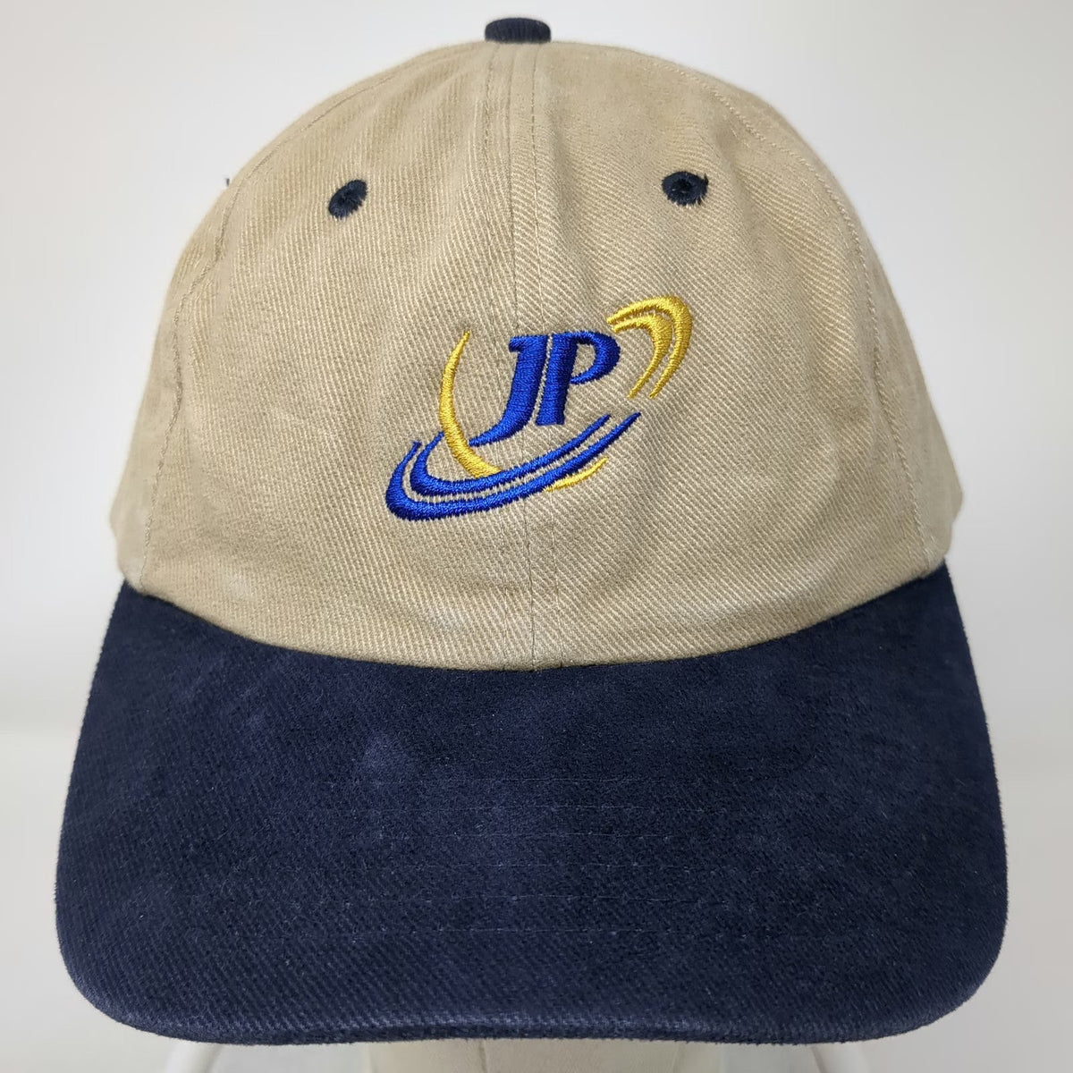 Falcon Headwear Baseball Cap Beige One Size Blue JP Logo Two Tone Slideback hat