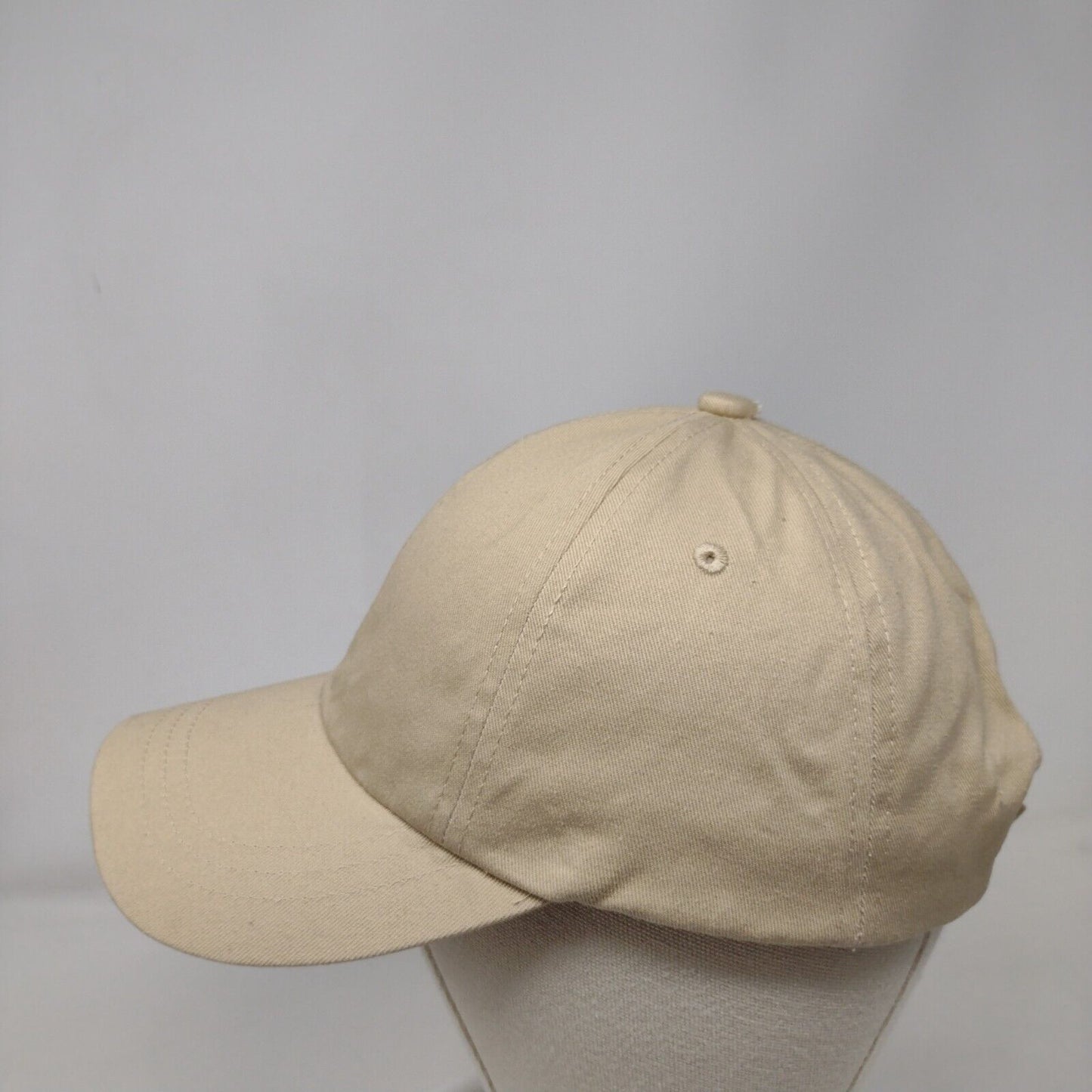 Unbranded Strapback Hat Tan One Size Adjustable Vented Holes 6 Panel Blank