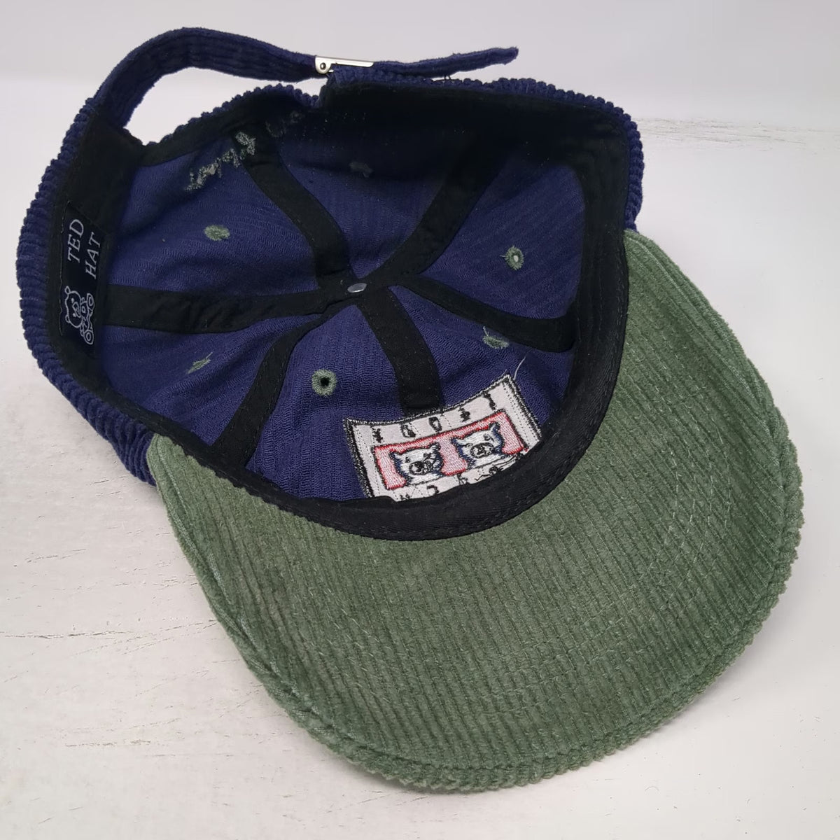 Teddy Fresh Baseball Cap Blue Green One Size Corduroy Patch Strapback Hat