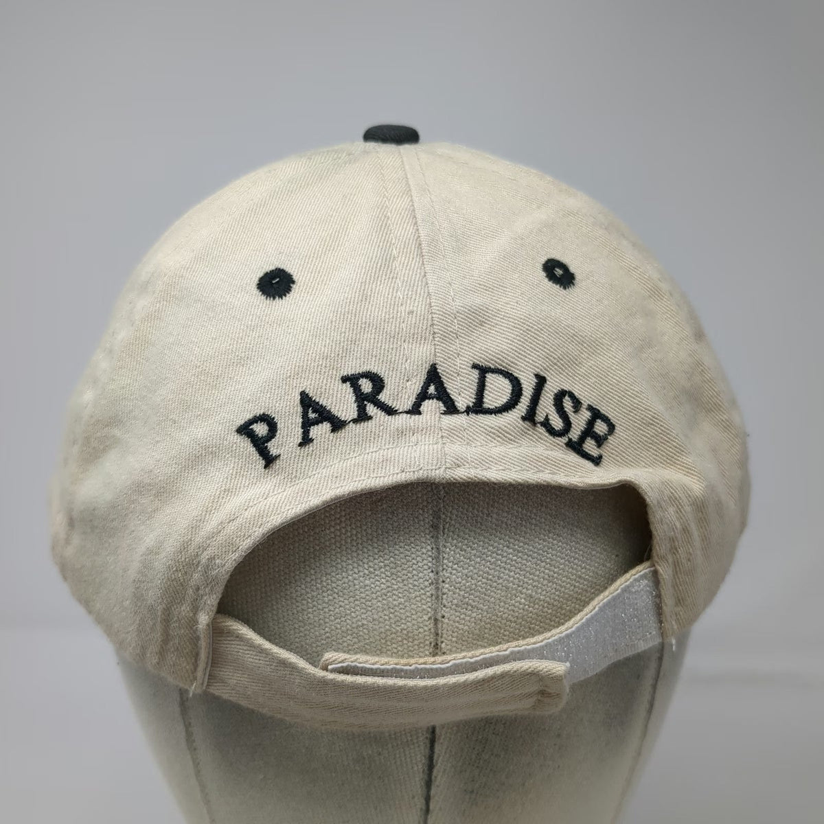 Baseball Cap Beige Black One Size Strapback Pirate Skull St Thomas USVI Hat